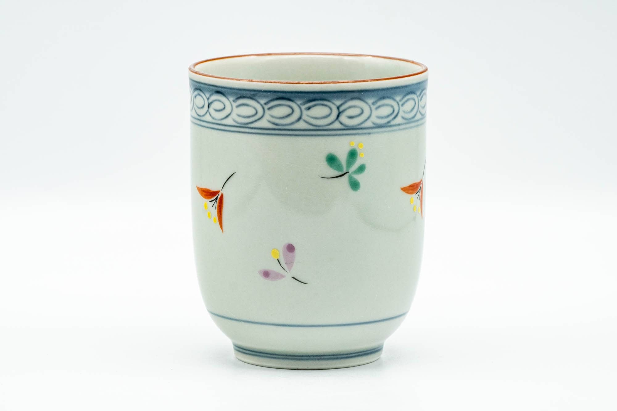 Japanese Teacup 140ml Blue Floral Arita-yaki Lidded Yunomi