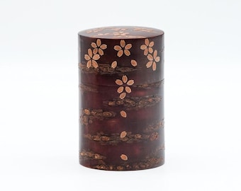 Japanischer Chazutsu - Tomioka - Sakura aus Holz Kirschrinde-Teekanister