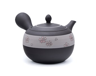 Japanese Kyusu - 春秋窯 Shunju Kiln - Large Sakura Tokoname Mesh Teapot - 540ml