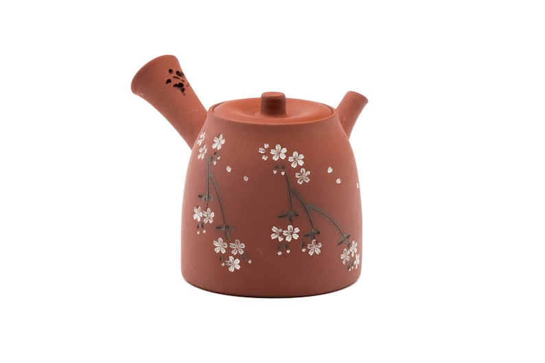 Japanese Kyusu - 都築青峰 Tsuzuki Seihō - Sakura Shudei Tokoname Teapot - 200ml image 1
