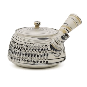 Japanese Kyusu 陶仙窯 Tosen Kiln Marbled Nerikomi Tokoname-yaki Trapezoidal Teapot 260ml image 1