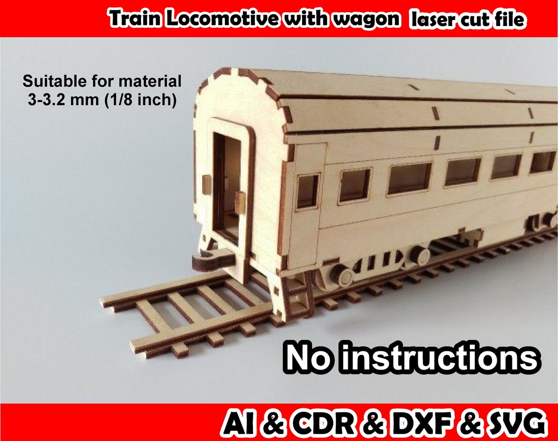 Train With Wagon Laser Cut File Constructor Etsy