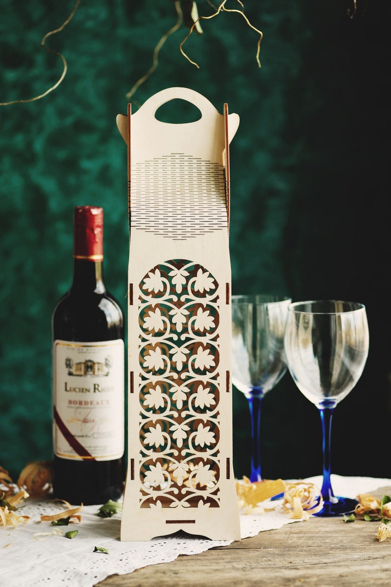 Wood Wine Box Laser Cut Files CNC router Files Wine Gift Etsy