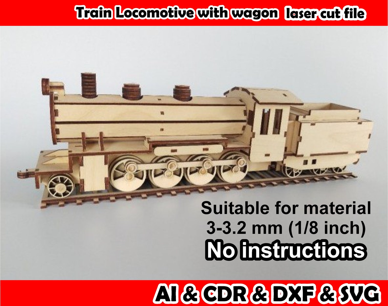 Train With Wagon Laser Cut File Constructor Etsy
