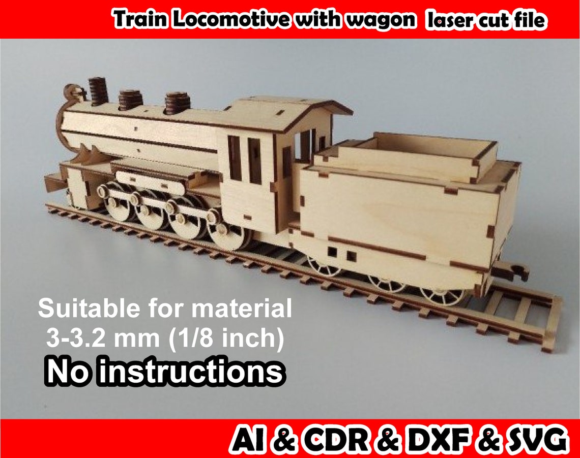 Train With Wagon Laser Cut File Constructor Etsy