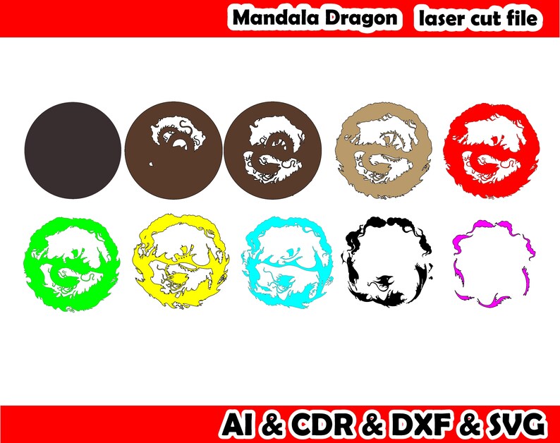 Download Layered Mandala Dragon Laser Cut File Laser cut Wall art ...