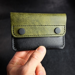 Cartera Ranger: cartera con solapa de cuero EDC, cartera de cuero de grano completo, cartera con botón a presión, cartera utilitaria de cuero, bolsa de cuero para tabaco