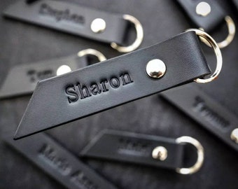 Personalised gift, Personalised Leather keychain, Personalized Leather Keyring, Black leather Keyring, Anniversary Gift, Custom Keyring
