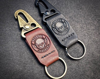 Leren EDC-sleutelhanger, handgemaakte sleutelhanger gemaakt door Nelson Leather