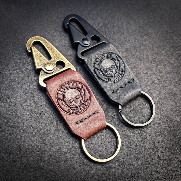 EDC Leather Keyring | edc keyring | Skull Keychain | Leather EDC Keychain | Leather Keyring | Gift for him | Skull Keyring | Mens Gift