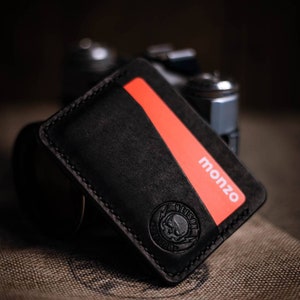 The Rebel - Platte portemonnee, leren kaartportemonnee, leren portemonnee, leren kaartetui, ID-houder, leren platte portemonnee, Everyday Carry, EDC-portemonnee