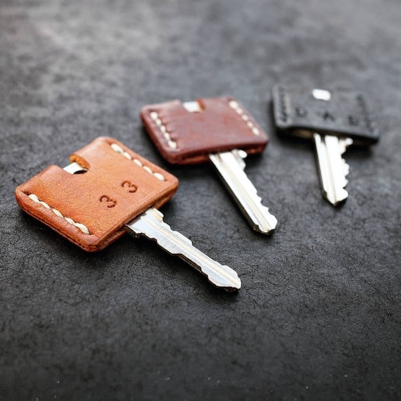 Couverture de clé en cuir personnalisée, capuchon de clé en cuir