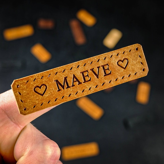 Personalized Full Grain Leather Label: Monogrammed Name Tag