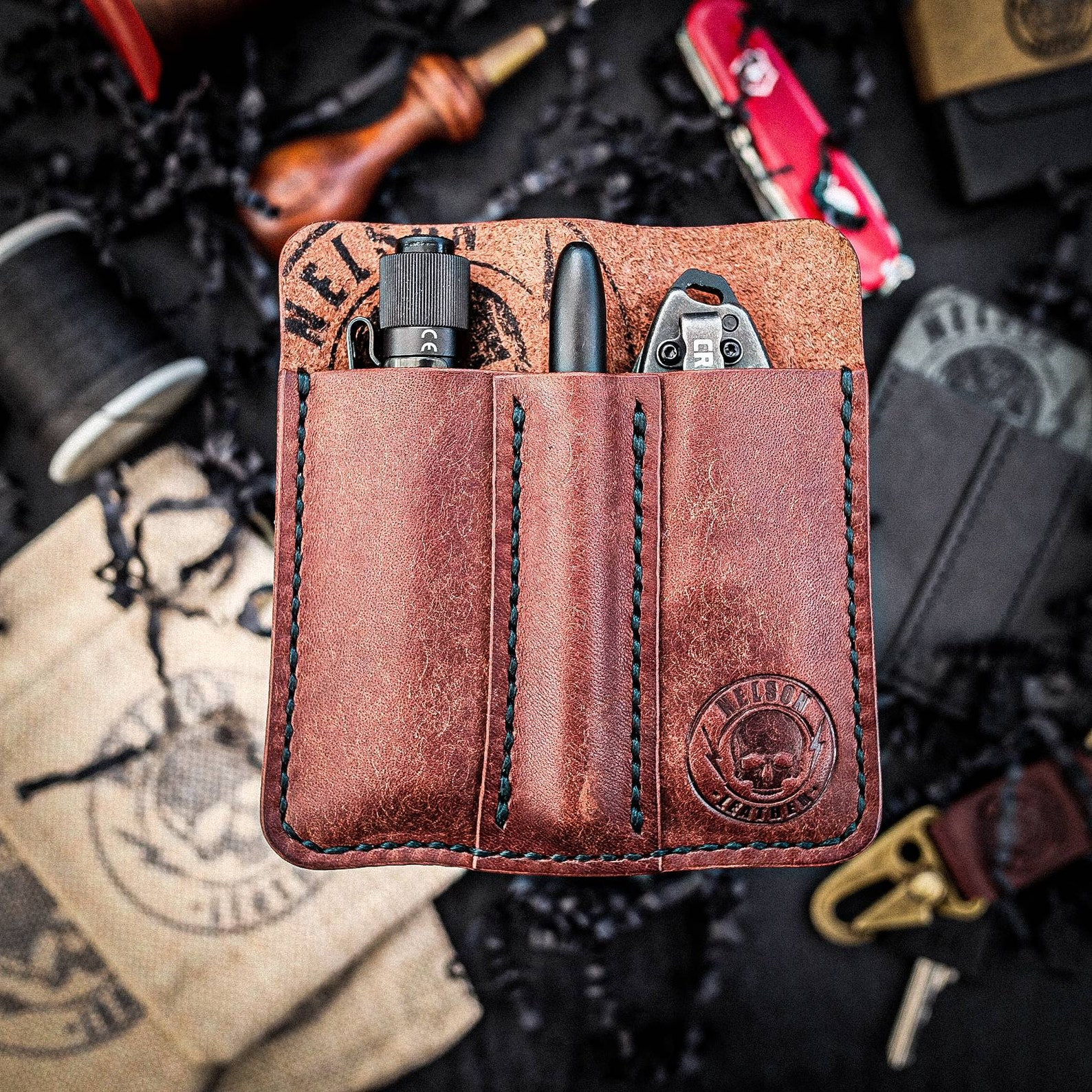 Leather Pocket Organizer Edc leather holster knife pen EDC Etsy