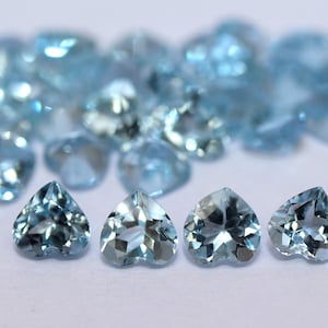 5 mm AAA Natural AQUAMARINE Heart Cut, Unique Cut Aquamarine, Tiny Heart Shape Gemstone, Heart Pendant, UNIQUE, 5 mm Hearts Ring, Pendant