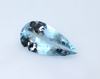 3.9Cts AAA Natural Aquamarine Long Pear, TOP Quality Aquamarine, Dark Blue Aquamarine, Fine Pear Cut Ring, Pear Cut Pendant, Loupe Clean