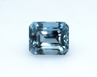 3.9 Cts AAA Natural Aquamarine Excellent Cut Emerald Cut, For Emerald Cut Aquamarine Ring, Medium to Dark Blue, Faceted Aquamarine Fine