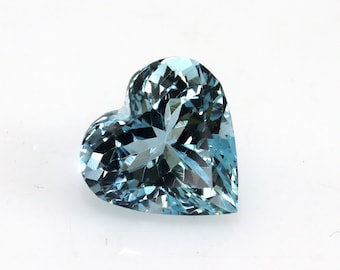 9.3 mm TOP BLUE! Aquamarine Heart, 2.63 Cts Top Quality Aquamarine For Engagement Ring, Diamond Halo Heart Ring, Natural African Aquamarine