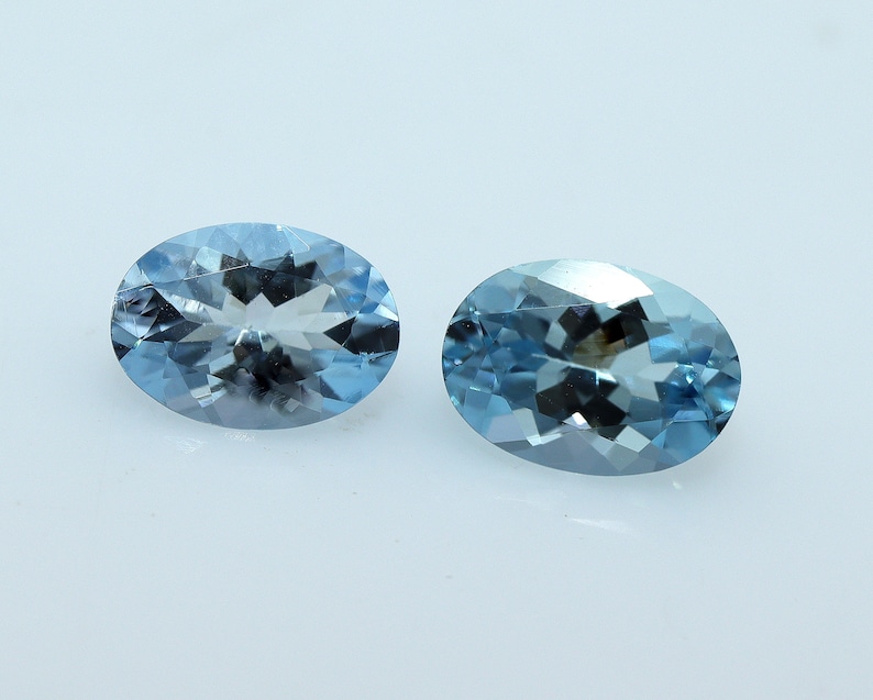 Dark Blue Aquamarine For 7x5 mm Aquamarine Studs TOP Aquamarine 7X5 mm AAA+ Natural AQUAMARINE Oval Gemstones Pair Calibrated Aquamarine