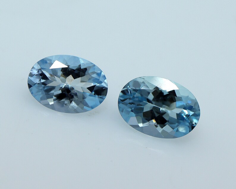 Dark Blue Aquamarine For 7x5 mm Aquamarine Studs TOP Aquamarine 7X5 mm AAA+ Natural AQUAMARINE Oval Gemstones Pair Calibrated Aquamarine