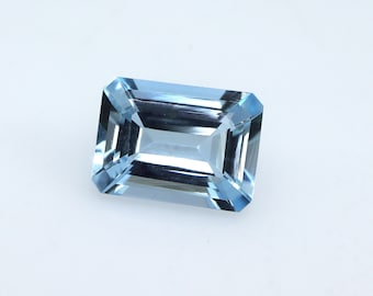 8.3x6 mm AAA Natural Aquamarine TOP BLUE Emerald Cut, For Emerald Cut Aquamarine Ring, Custom Ring For Women, Aquamarine Manufacturer