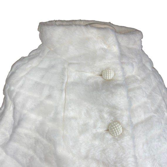 Vintage Faux Fur Cropped Ivory Shrug Poncho 2 But… - image 2