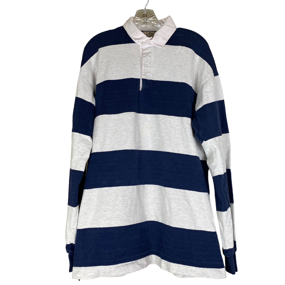 Vintage LL Bean Men's Rugby Shirt Large Tall Made USA Gray Etsy