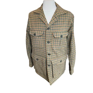 Vintage 60s 70s Woolrich Wool Plaid Field Hunting Shirt Jacket Sz 36 Small Mens