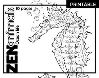 Zendoodle Ocean life Coloring Book for adults - Printable PDF