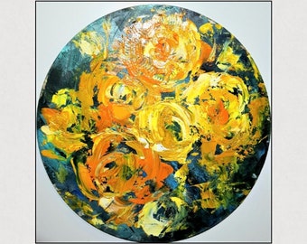 19.6 inches Yellow Roses Oil Painting Original Art Flowers Oil Painting Original Flower Impasto Art flower on Canvas 15.7