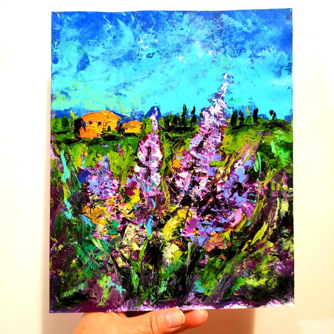 Tuscany Painting Original Abstract Art Lavender Fields Impasto Oil ...