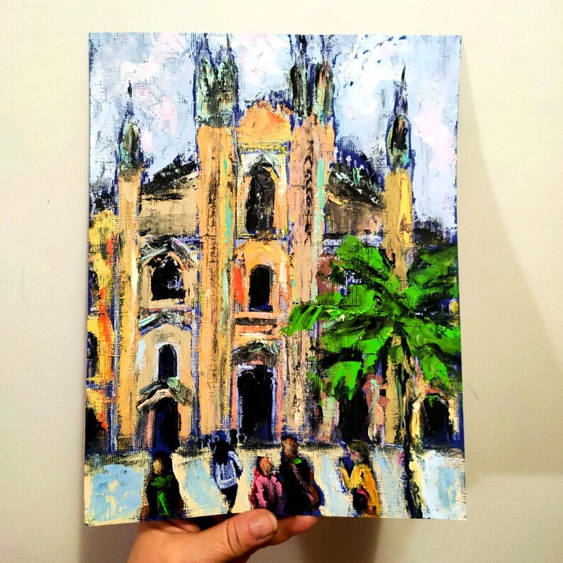 Milan Painting Original Art Milan Cathedral Duomo Oil Painting Italian Cityscape Original Artwork Small Painting Italy Artwork Modern Art image 7