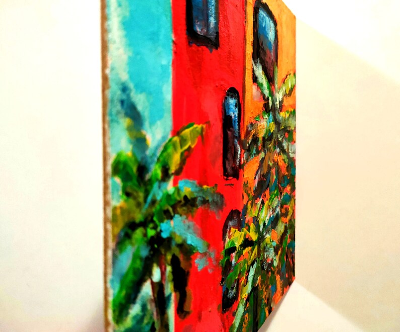 Colorful Mexican House Original Oil Painting Mexico Painting Original