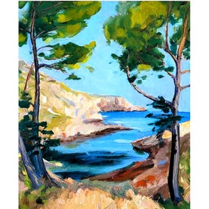 Neah Bay Oil Painting Original Art Washington Landscape Seascape Painting Rocky Coast Wall Art Pine Trees Original Artwork Canvas Art 12x16&quot;