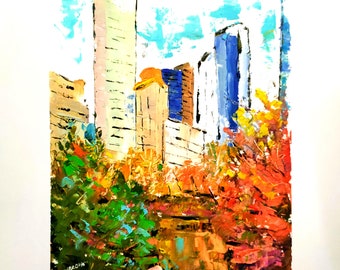 New York Oil Painting Original Art Central Park Artwork NYC Cityscape Painting Manhattan Artwork New York City Small Impasto Painting