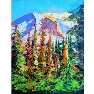 Mountain Painting Original Art Forest Painting Mount Rainier National Park Washington Landscape Impressionist Art Impasto Painting 10&quot; by 8&quot;