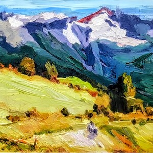 Mountain Oil Painting Original Art Meadows Painting Mountain Wall Art Colorado Painting Impasto Artwork Rocky Mountain Abstract Art 12&quot;x16&quot;