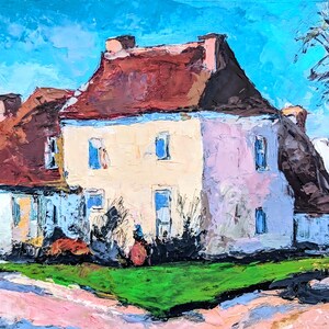 Country Cottage Original Ölgemälde Weiße Häuser Wand Kunst Landhaus Kunstwerk Rustikales Haus Originalkunstwerk 8 x 10