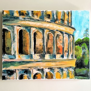 Rome Colosseum Original Oil Painting Rome Cityscape Canvas Art Italian Landscape Italy Wall Art Coliseum Painting Original Art 16&quot; x 20&quot;