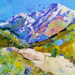 Mountain Painting Original Art Oil Painting Mountain Wall Art Colorado Painting Impasto Artwork Rocky Mountain 12&quot; x 16&quot; by VeraZartShop