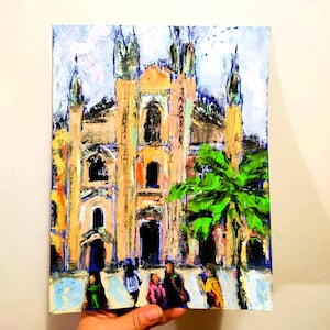 Milan Painting Original Art Milan Cathedral Duomo Oil Painting Italian Cityscape Original Artwork Small Painting Italy Artwork Modern Art image 1