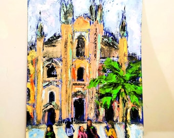 Milan Painting Original Art Milan Cathedral Duomo Oil Painting Italian Cityscape Original Artwork Small Painting Italy Artwork Modern Art