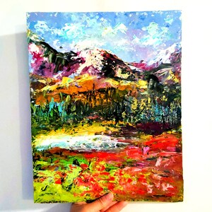 Mountain and Poppies Oil Painting Original Art Red Poppies Artwork California Landscape Mountains Impasto Painting Antelope Valley 14"x 11"