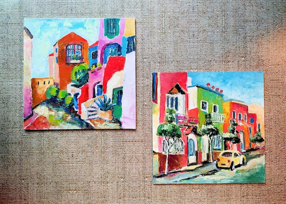 絵画 70s Mexico art Festive Mexico - Colorful Streets of Oaxaca Art Print by