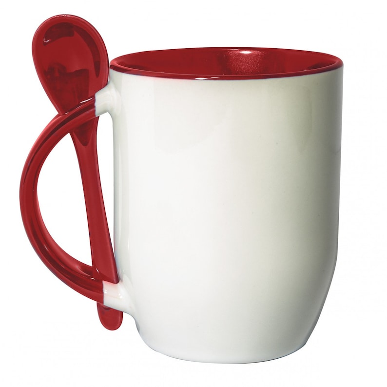 hot chocolate mug with spoon in handle