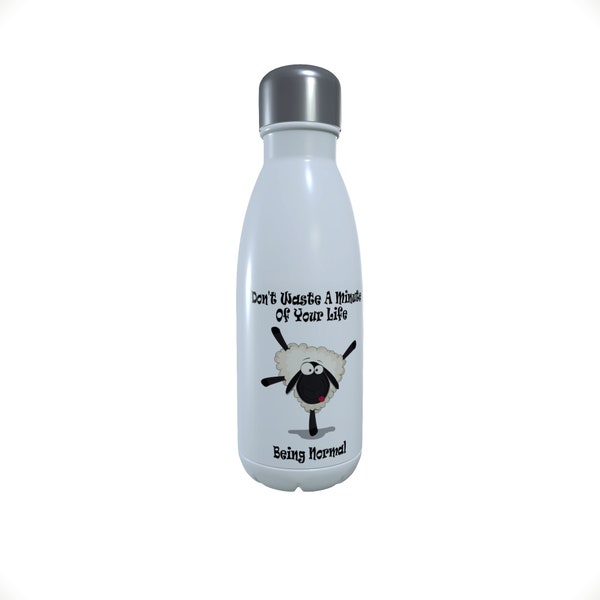 Sheep Drinks Bottle - Don't Waste A Minute Being Normal Insulated Drinks Bottle, Insulated Water Bottle, Thermal Bottle, Travel Bottle