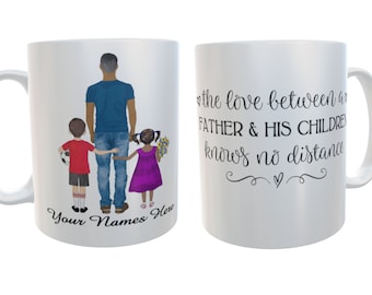 Father & Children Ceramic Mug, Custom Farther and Child Mug, Personalized Fathers Day Gift, Daddy Mug, Gift For Dad, Design Your Own Dad Mug