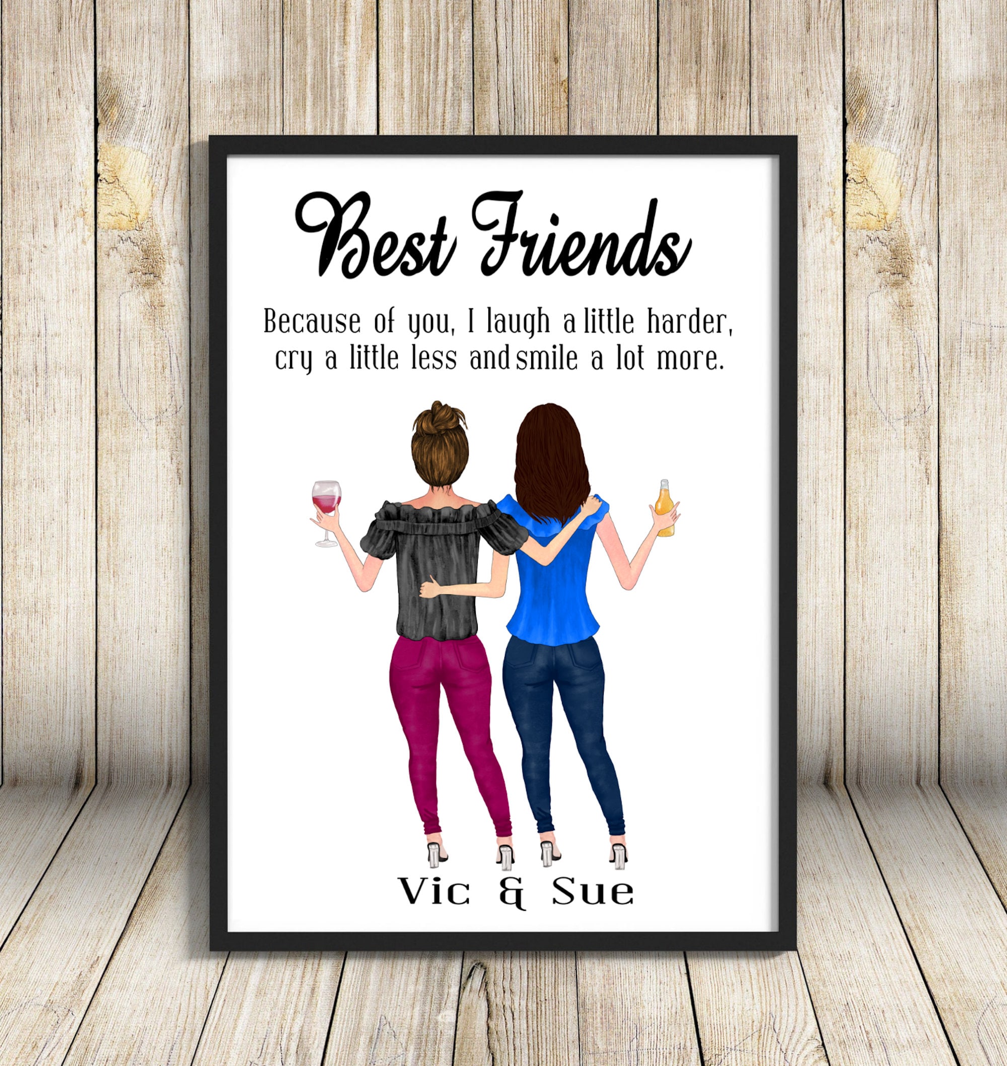 best-friends-a4-print-custom-best-friends-picture-etsy