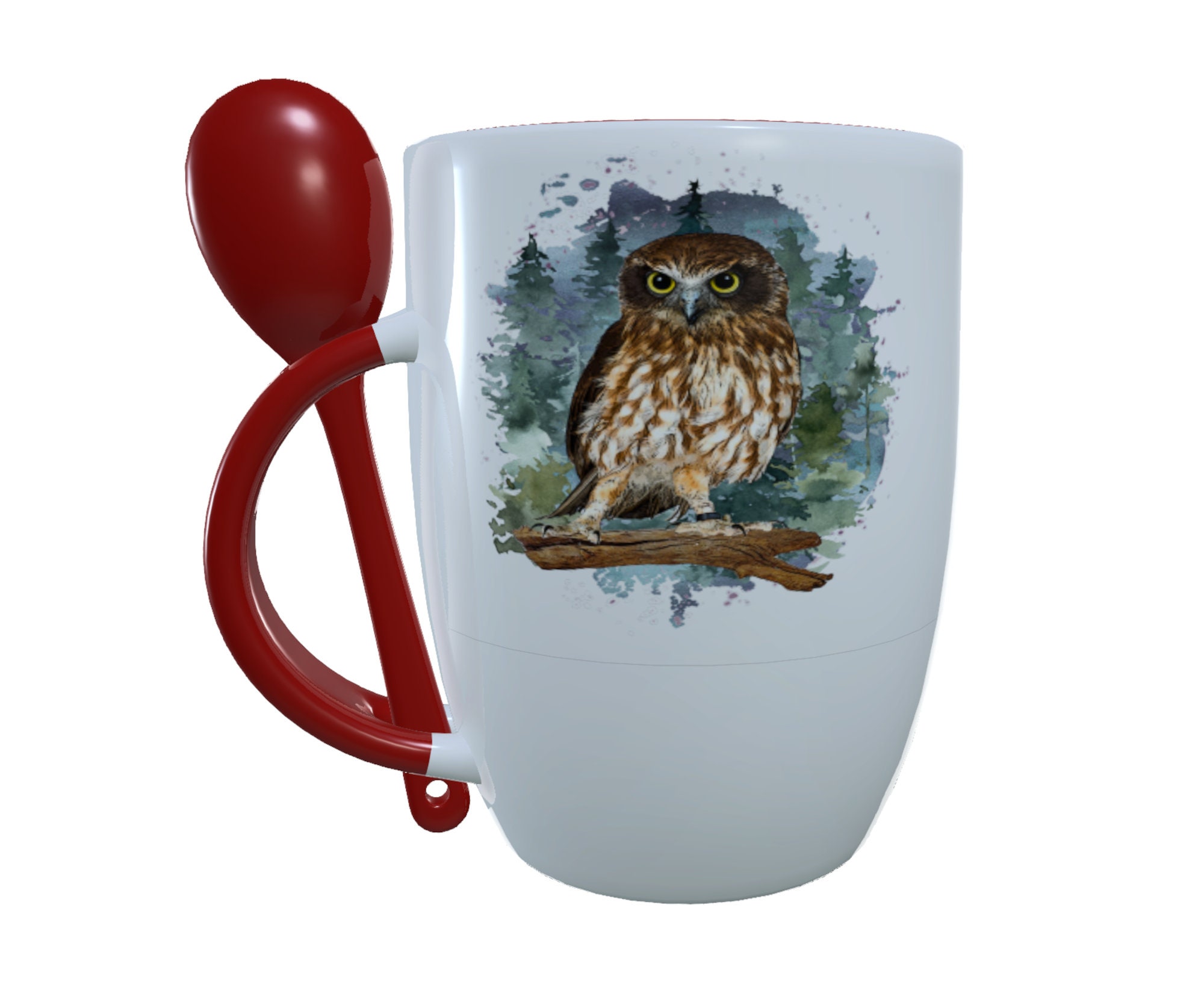Owl Mug & Spoon Set, Personalised Mug, Owl Mug, Hot Chocolate Mug, Mug And Spoon Set