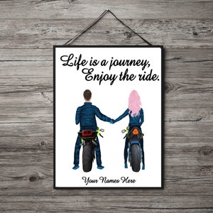 Motorrad Paar Personalisierter A4 Druck, Benutzerdefiniertes Motorrad Bild, personalisiertes A4 Bild, Designen Sie Ihr eigenes Motorrad Bild, Geschenk für Biker